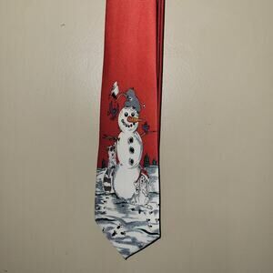 Tie Christmas Necktie Snowman Red By Deborah